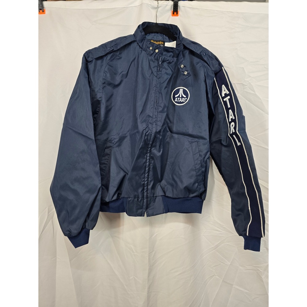 Vintage Swingster Atari Bomber Jacket Navy Blue‎ XL Retro Gaming Windbreaker